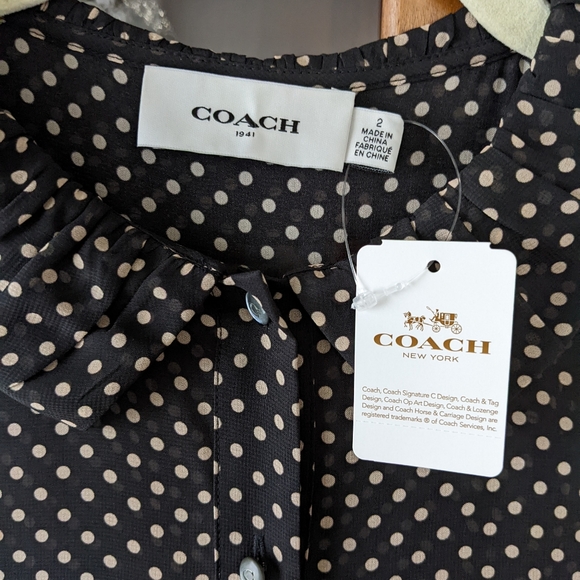 New! Coach Dot Georgette Pleated dress - Picture 6 of 11